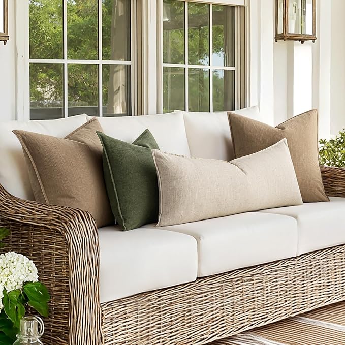 MIULEE Decorative Linen Lumbar Pillow Cover 14x36 Inch Natural Beige | Boho - Image 6