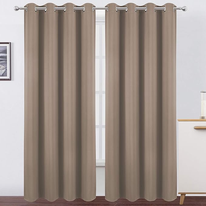 Blackout Curtains 66 x 84 inch/Cappuccino Curtains Set of 2 Panels/Thermal by Lemomo