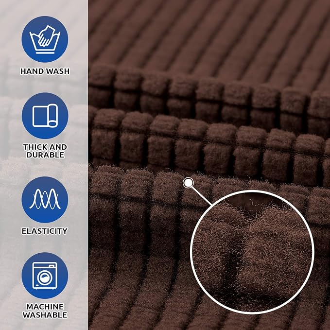 Stretch Chair Sofa Slipcover, Single Couch Cover, Chocolate | 1-Piece Washable - Image 3