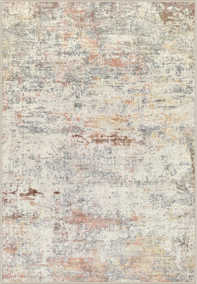2x3 Washable Entryway Rug: Modern Abstract Indoor Soft Carpet Taupe | by FXRHLP
