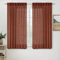 MIULEE Burnt Orange Fall Linen Curtains 42x63 Inch 2 Panels by MIULEE
