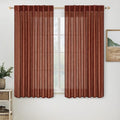MIULEE Burnt Orange Fall Linen Curtains 52x63 Inch 2 Panels by MIULEE