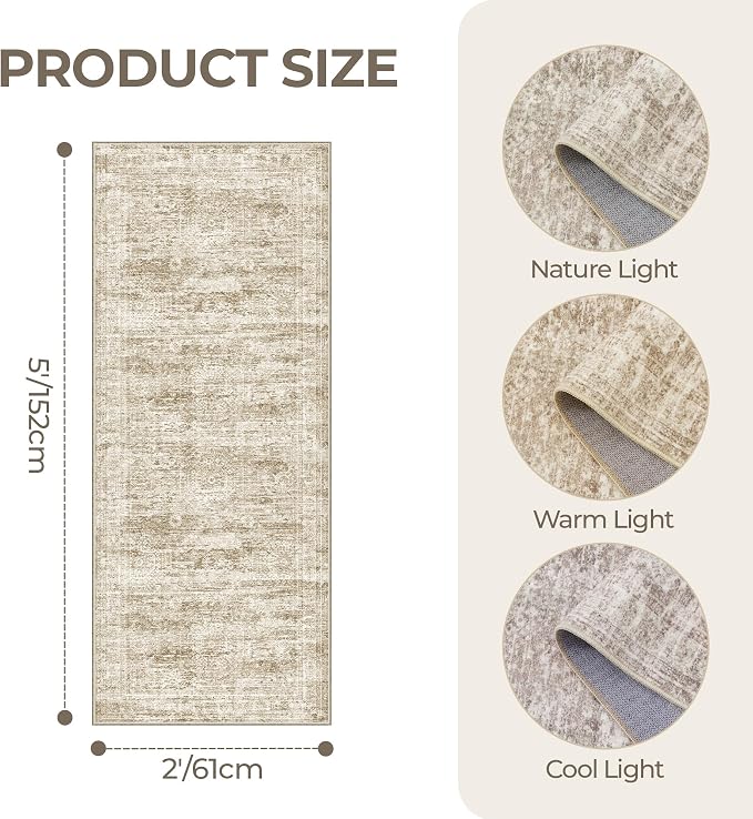 2x5 Rug Runners for Hallways Non Slip, Kitchen Rugs, Nursery Room, Soft Runner - Image 2