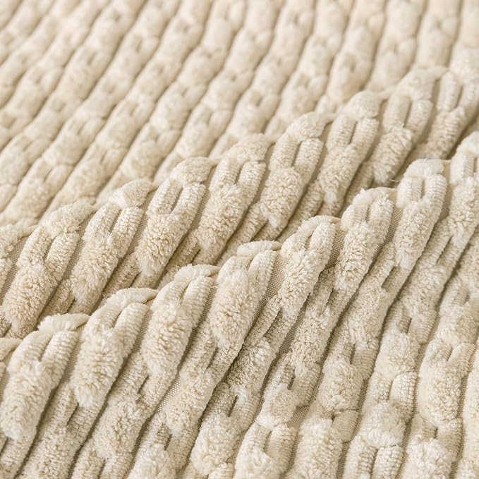 Set of 4 Beige Decorative Throw Pillow Covers 26x26 Inch Corduroy Pillow Covers - Image 6
