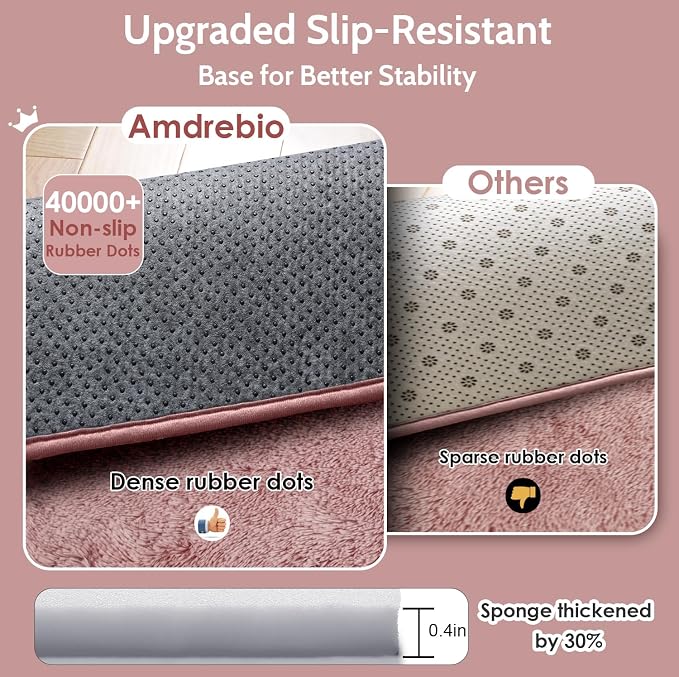 Amdrebio Blush Pink Fluffy Rug 5x8 - Image 5