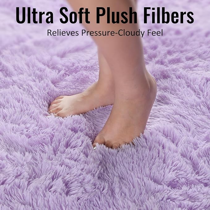 Fluffy Soft Purple Rug 5x7 Ft, Shaggy Rugs - Image 5