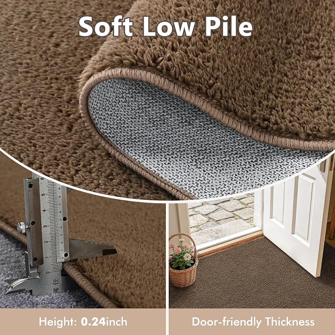 3x5 Beige Brown Solid Area Rug Washable Non-Slip Soft - Image 5