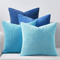 Topfinel Blue Throw Pillow Covers 18x18 Inch Set of 4, Soft Accent Corduroy by Topfinel