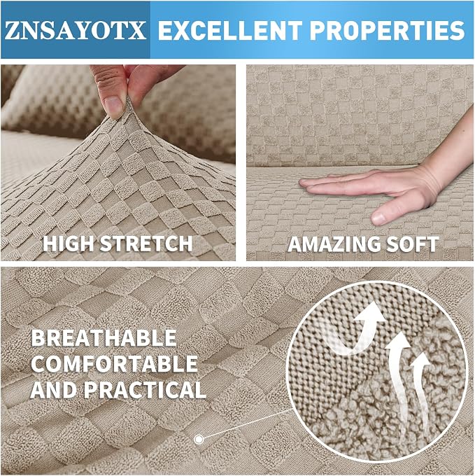ZNSAYOTX Sectional Couch Covers, Stretch Jacquard Slipcovers - Image 5