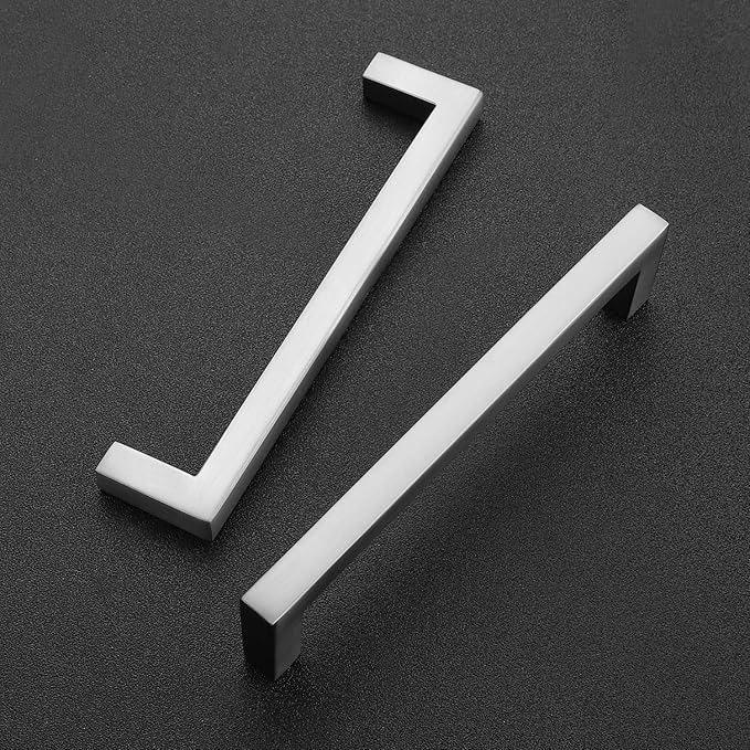 Ravinte 20 Pack Solid 5 Inch Center to Center Slim Square Bar Drawer Handles - Cabinet Hardware Brushed Nickel Pulls for Kitchen and Drawers
