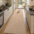 2x10 Beige Solid Runner Rug Washable Non-Slip by Unknown