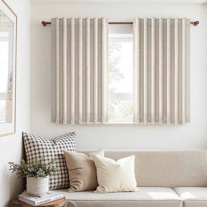 Topfinel 54 Inch Long Linen Blackout Tiers Curtains by Topfinel