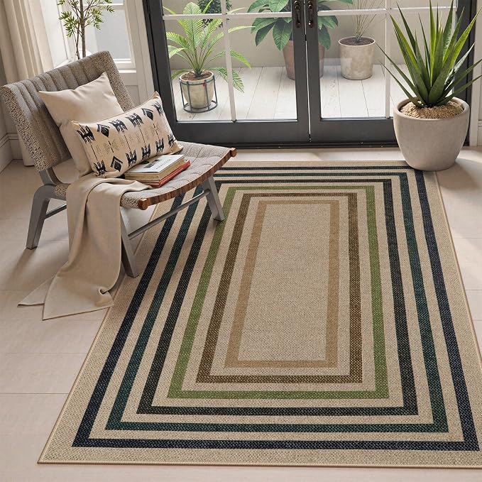 Lahome Modern Geometric Easy Jute Rug, 4x6 Washable Indoor Outdoor Rug | by Lahome