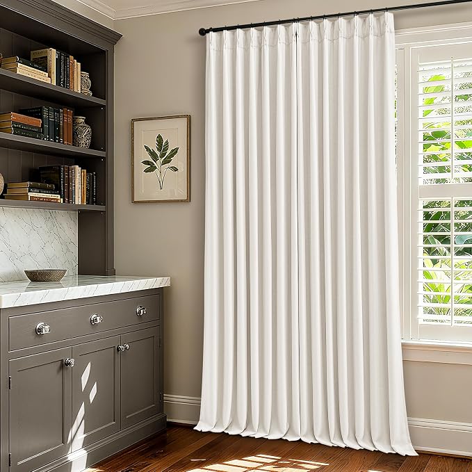 Ivory Cream Pleated 100% Blackout Linen Curtains 86 Inches Long | Memory Trained - Image 9