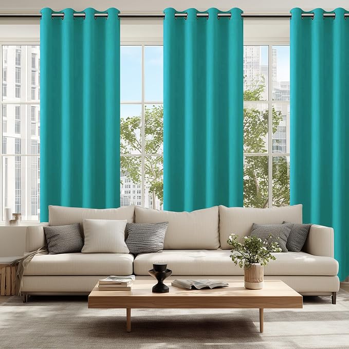 Blackout Curtains for Bedroom, 52 x 96 Inches Long, Peacock Teal | Thermal - Image 6