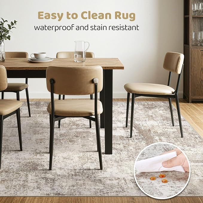 LOONGRUG Area Rug 5x7 Washable Neutral Modern Living Room Rugs Brown Beige | - Image 6