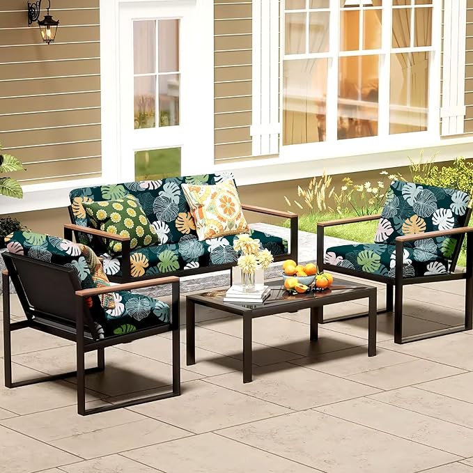 8Pcs Patio Cushion Covers, Outdoor Stretch Cushion Covers, Washable | Stretch - Image 6