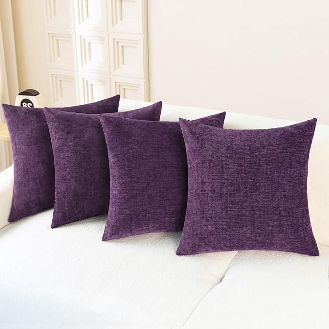 CaliTime Decorative Couch Throw Pillow Covers 18 X 18 Inches Plum Purple | Pack by CaliTime
