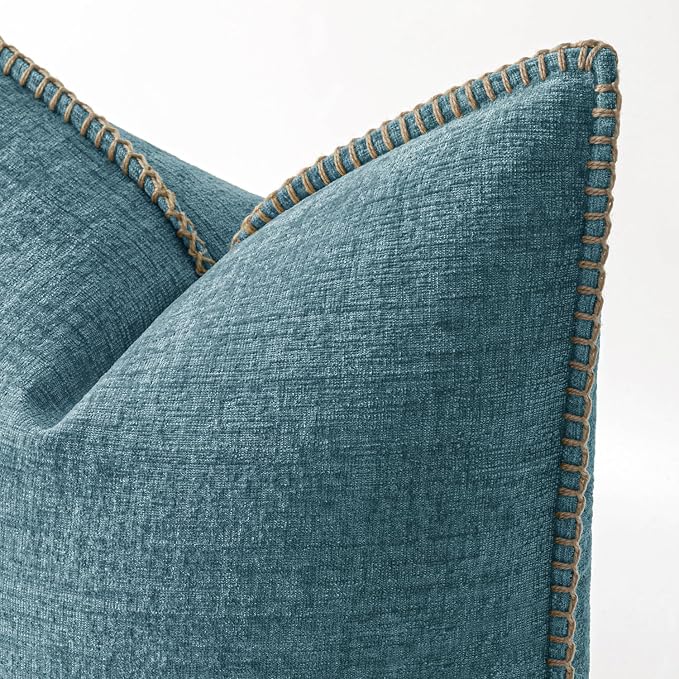 MIULEE Decorative Couch Throw Pillow Covers 20x20 Inch Smoke Blue 2 Pack | - Image 2