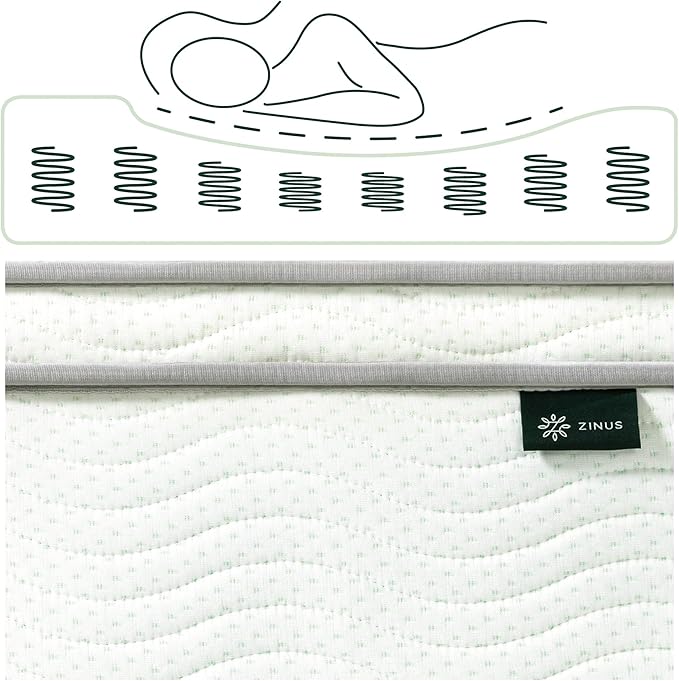 ZINUS 12 Inch Foam and Spring Mattress, Full, CertiPUR-US Certified Foams, Mattress in A Box, White