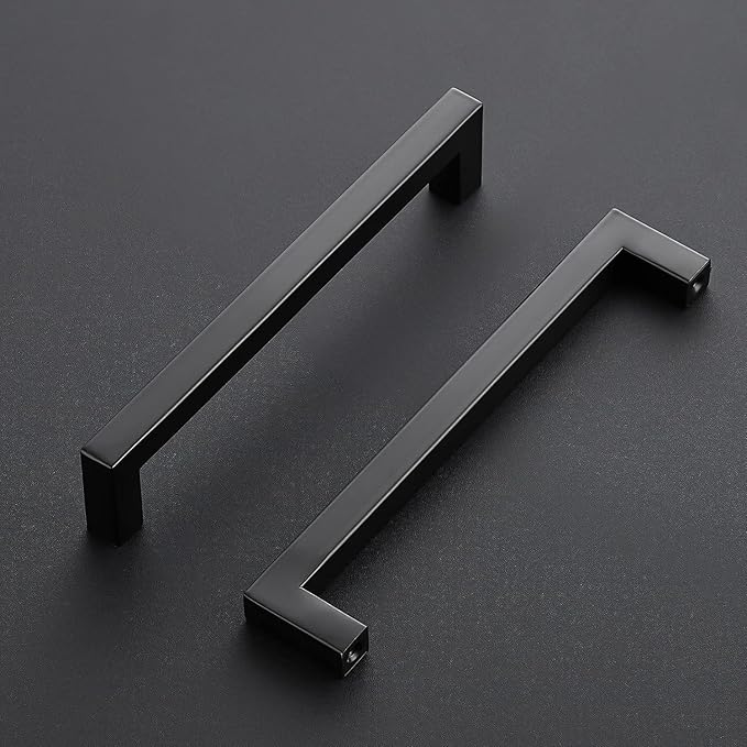 Ravinte 10 Pack Square Cabinet Pulls 6-1/4 Inch Black Kitchen Cabinet Handles Matte Black Kitchen Hardware for Drawer Pulls Drawer Handles Come with Screwdriver