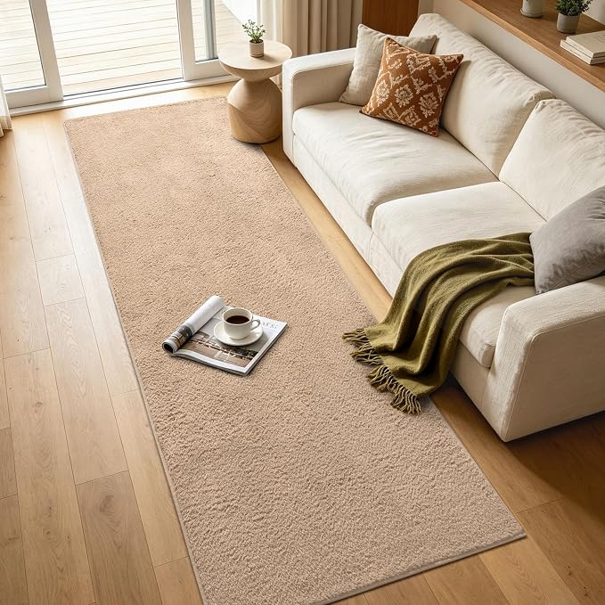 2x6 Beige Solid Runner Rug Washable Non-Slip - Image 7