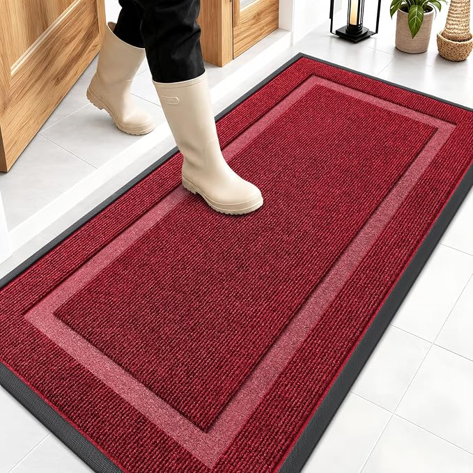 OLANLY Front Door Mat Outside 47x23, All-Season Heavy-Duty Rubber Doormat | by OLANLY