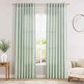 Aqua Green Linen Curtains 84 Inch Length 2 Panels Set by Nanspring