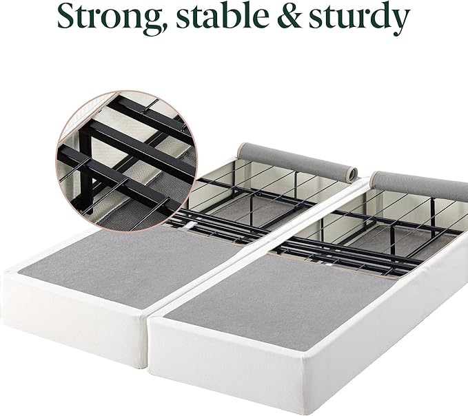 ZINUS 9 Inch No Assembly Metal Box Spring, Cool Mattress Foundation, Sturdy Metal Structure, Split King, White