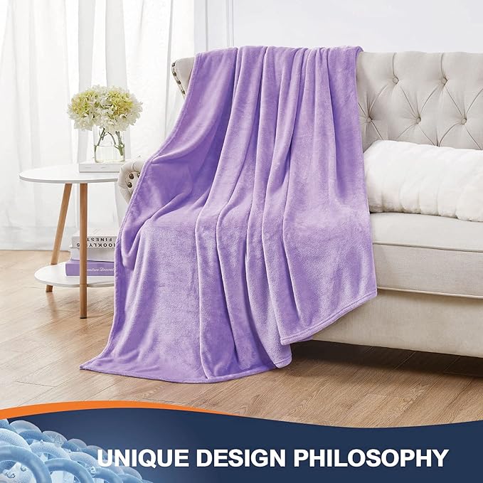Walensee Fleece Blanket Plush Throw Fuzzy Lightweight (XL-Twin Size 66x90 Lavender) Super Soft Microfiber Flannel Blankets for Couch, Bed, Sofa Ultra Luxurious Warm and Cozy for All Seasons