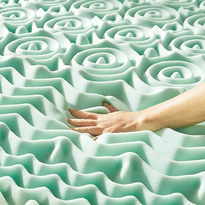Mellow 1.5 Inch 5-Zone Memory Foam Mattress Topper, Calming Aloe Infusion, Dorm Essentials, Twin XL