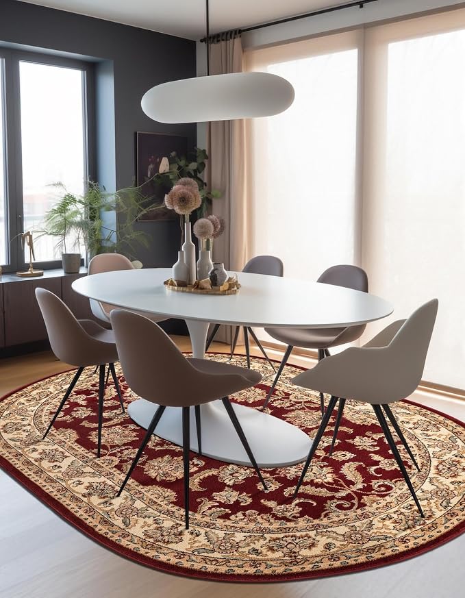 Rugs.com Aditi Collection Rug – 5x8 Oval Red Medium-Pile Rug Perfect - Image 3