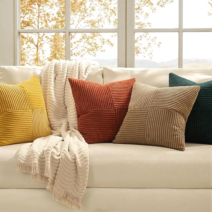 MIULEE Fall Green Rust Throw Pillow Covers 20x20 Inch Set of 4 Boho Farmhouse - Image 2