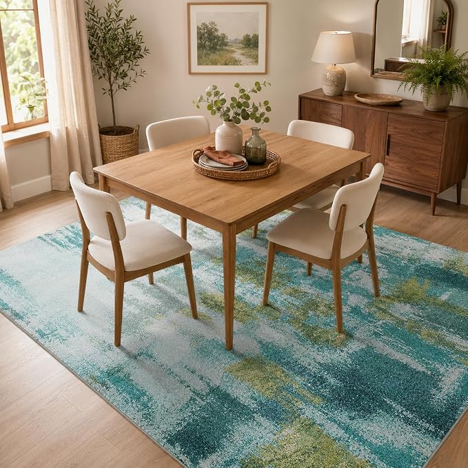 Ompaa Living Room Rug 5x7 Dark Green Area Rug Machine Washable Boho Rug Non - Image 4
