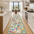 PLHXFR 2.6x10 Washable Runner Rug：Floral Indoor Kitchen Soft Carpet Green | by PLHXFRSoftAreaRugs