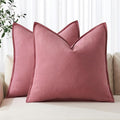 MIULEE Decorative Linen Pillow Covers 18x18 Inch Cranberry Red | Boho by MIULEE