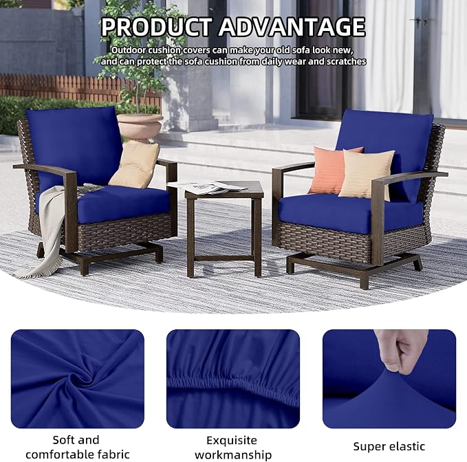8Pcs Outdoor Cushion Covers, Elastic Patio Cushion Covers | Washable, - Image 3