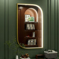 22x36 Inch Gold LED Mirror for Bathroom with Lights, Adjustable 3000K/4500K/6000K, Irregular Frame Lighted Bathroom Vanity Mirror, Stepless Dimmable, Anti-Fog, Wall Mounted