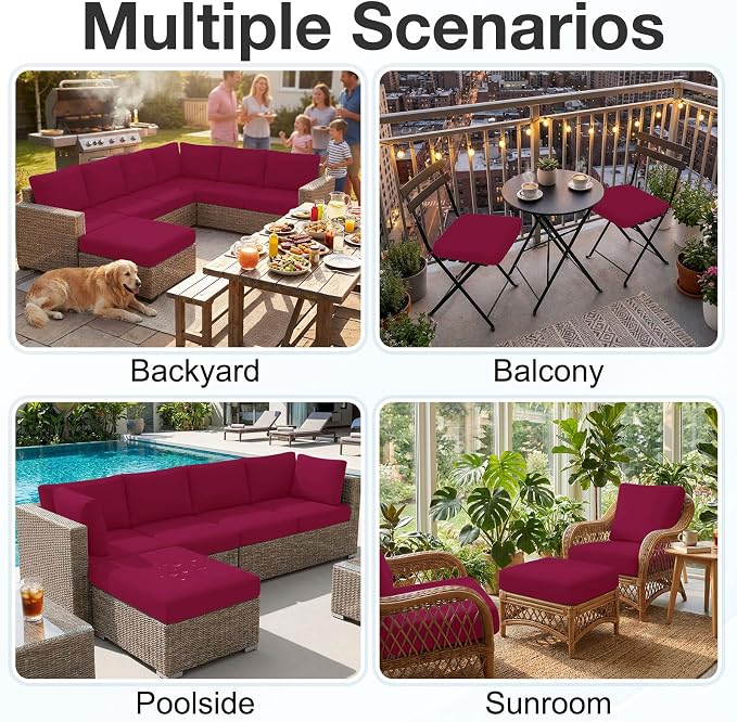 Waterproof Outdoor Cushion Covers, Stretch Patio Slipcovers | UV Resistant - Image 5