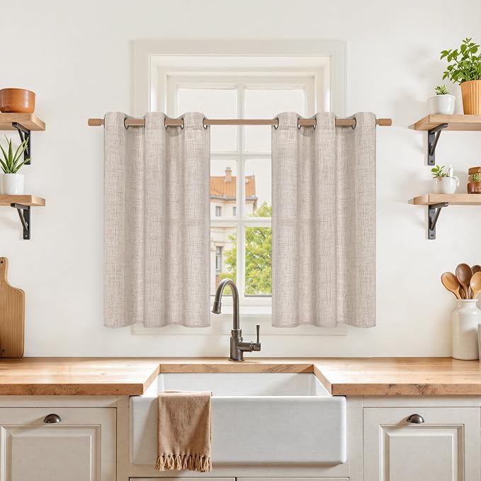 YoungsTex Small Linen Curtains 36 Inch Length by YoungsTex