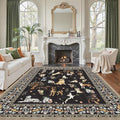 Black Floral Area Rug 6x9 for Living Room Bedroom | Ultra-Thin; Easy Clean; Non by WelcometoBabovid