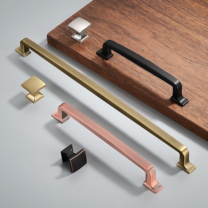 KHTuMEware 6 Pack 3-3/4 Inch Cabinet Handles, Champagne Bronze Pulls With Warm Brass Drawer Handles