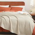 PHF 100% Cotton Waffle Weave Blanket Queen Size for Bed,Snag Proof Lightweight Breathable Moisture-Wicking Throw for Couch,Great for Layering in Cold Weather,Machine Washable, Home Decor Gift-Linen