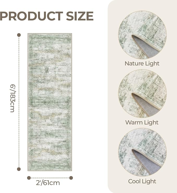 2x6 Runner Rug Non Slip, Washable Hallway Runner Rug, Nursery Room, Soft Runner - Image 2