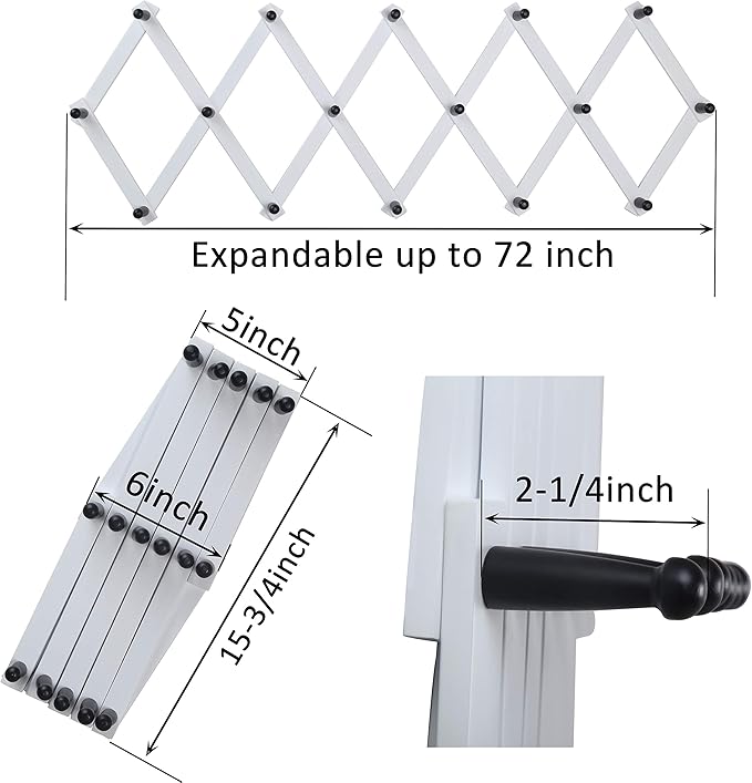 WEBI Accordion Wall Hanger,Wooden Expandable Coat Rack,Accordion Hat Rack for Wall for Hats,Caps,16 Peg Hooks,Black White,2 Packs