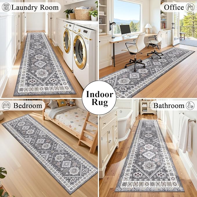 HEBE Boho Kitchen Mats for Floor 24''x96'', Non Slip Washable Runner Rug | - Image 7