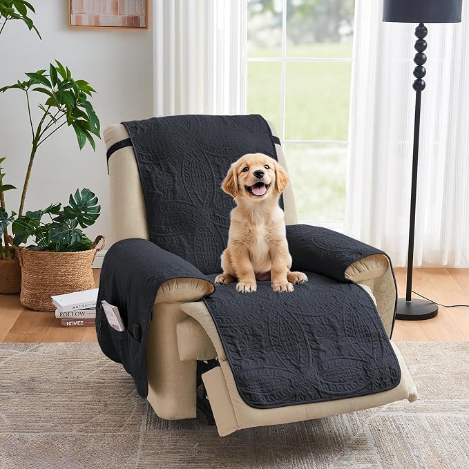 Blue Quilted Recliner Covers, Water-Repellent Recliner Slipcovers, Lazy Boy by Pamhaven