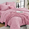 HEVUMYI Pink Twin-XL Comforter Set - 5-Piece All Season Bed in a Bag Twin-XL, Ultra Soft Bedding Set with Comforter, Flat Sheet, Fitted Sheet, Pillowcases, Pillow Shams, Pink