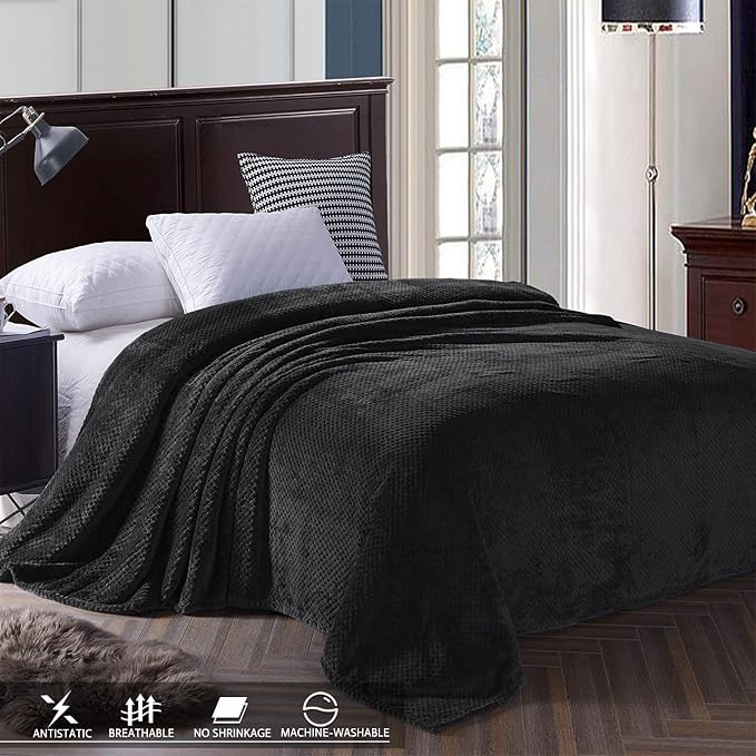 Exclusivo Mezcla Soft Waffle Fleece Bed Blanket King Size, Cozy Flannel - Image 3
