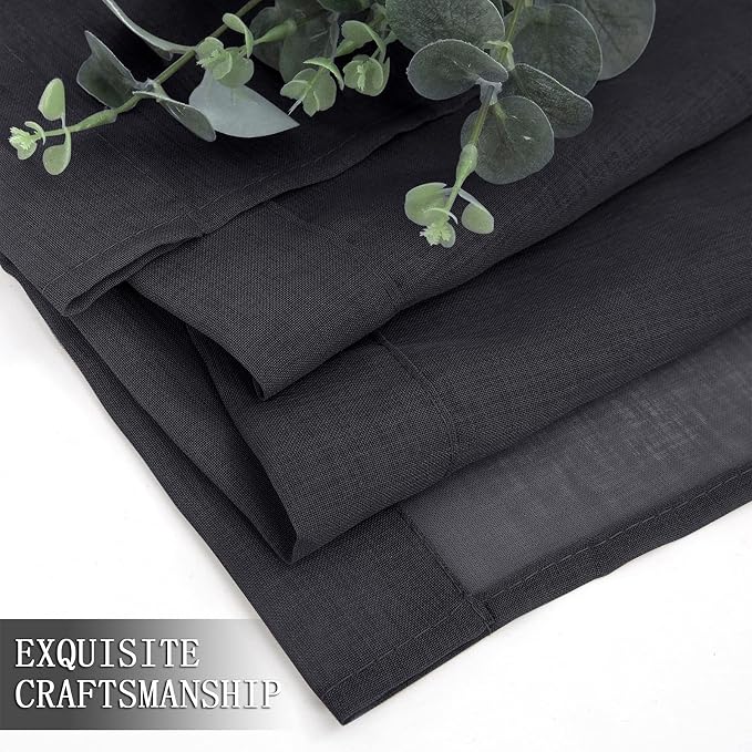 Tollpiz Sheer Curtain Linen Textured Bedroom Curtains Sheer Light Filtering Rod - Image 7
